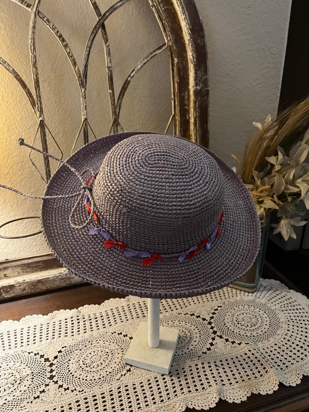 Handwoven Purple Straw Sun Hat - Lightweight Summer Style